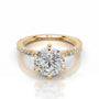 Yellow :: Classic round brilliant lab grown diamond ring with round side stones