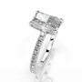 White :: Radiant cut lab grown diamond engagement ring with round diamond accents