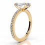 Yellow :: Timeless radiant cut lab grown diamond ring with round side stones