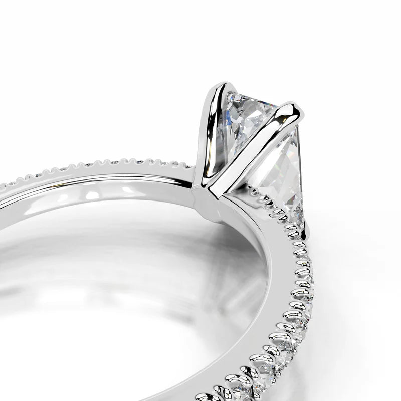 White :: Elegant radiant lab diamond ring with round side stones modern engagement