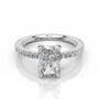 White :: Radiant cut lab grown diamond engagement ring with round accent IGI certified