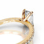 Yellow :: Minimalist radiant cut lab diamond ring with round accent elegant design