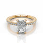 Yellow :: Radiant lab diamond ring with round accents modern engagement style