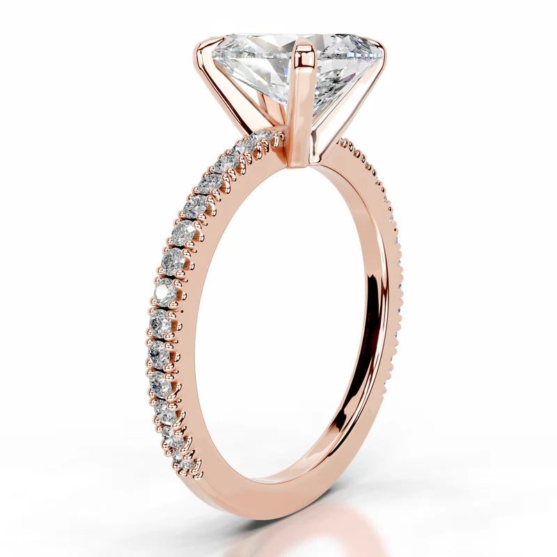 Rose :: IGI certified pear diamond ring lab grown with round side stone design