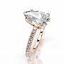 Rose :: Pear shaped lab diamond ring with round accents modern engagement style