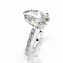 White :: Pear shaped lab grown diamond engagement ring with round diamond accents