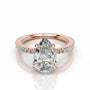 Rose :: Pear lab grown diamond ring with round accent bridal engagement jewelry