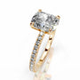 Yellow :: Elongated cushion lab grown diamond engagement ring with round accent jewelry