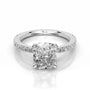 White :: Elongated cushion lab grown diamond engagement ring with round accent IGI certified