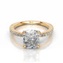 Yellow :: Elongated cushion lab diamond ring with round accent modern engagement style