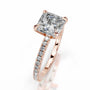 Rose :: IGI certified princess diamond ring lab grown with round accent design