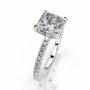 White :: Princess cut lab grown diamond engagement ring with round diamond accents