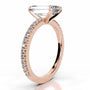 Rose :: Emerald cut lab grown diamond ring with sparkling round side stones