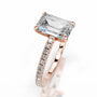 Rose :: IGI certified emerald diamond ring lab grown with round side stone design