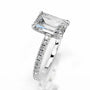 White :: Emerald cut lab grown diamond engagement ring with round diamond accents