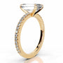 Yellow :: Minimalist emerald cut lab diamond ring with round accent elegant design