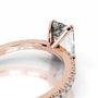 Rose :: Emerald lab diamond ring with round accents classic engagement style