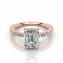 Rose :: Emerald lab grown diamond ring with round accent bridal engagement jewelry
