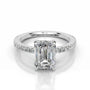 White :: Emerald cut lab grown diamond engagement ring with round accent IGI certified