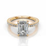 Yellow :: Timeless emerald cut lab grown diamond ring with round accent stones