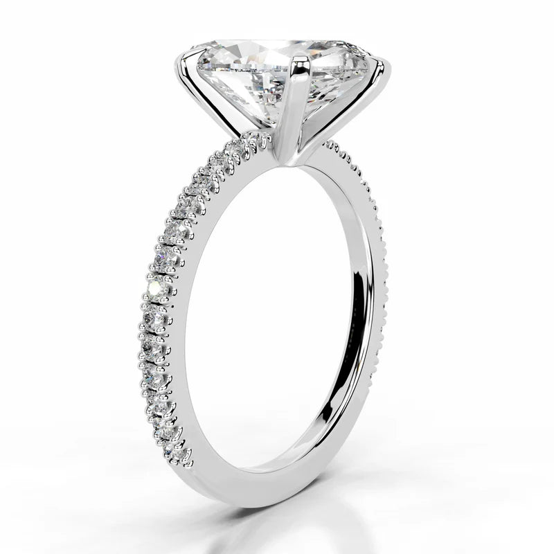 White :: IGI certified marquise lab grown diamond ring with round accent stones