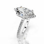 White :: Marquise cut lab grown diamond engagement ring with round diamond accents