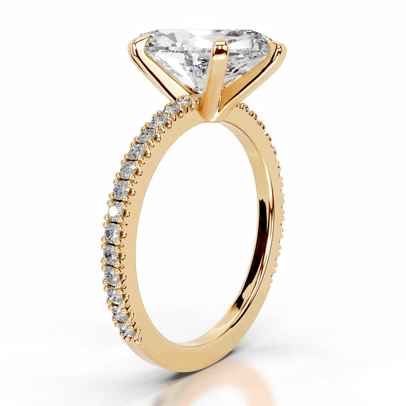 Yellow :: Marquise diamond ring lab grown with round side stones for proposal