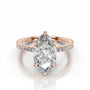 Rose :: Marquise lab grown diamond ring with round accent bridal engagement jewelry