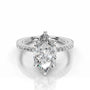 White :: Marquise cut lab grown diamond engagement ring with round accent IGI certified