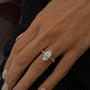 Yellow :: Minimalist marquise cut lab diamond ring with round accent elegant design