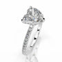 White :: Heart shaped lab grown diamond engagement ring with round diamond accents