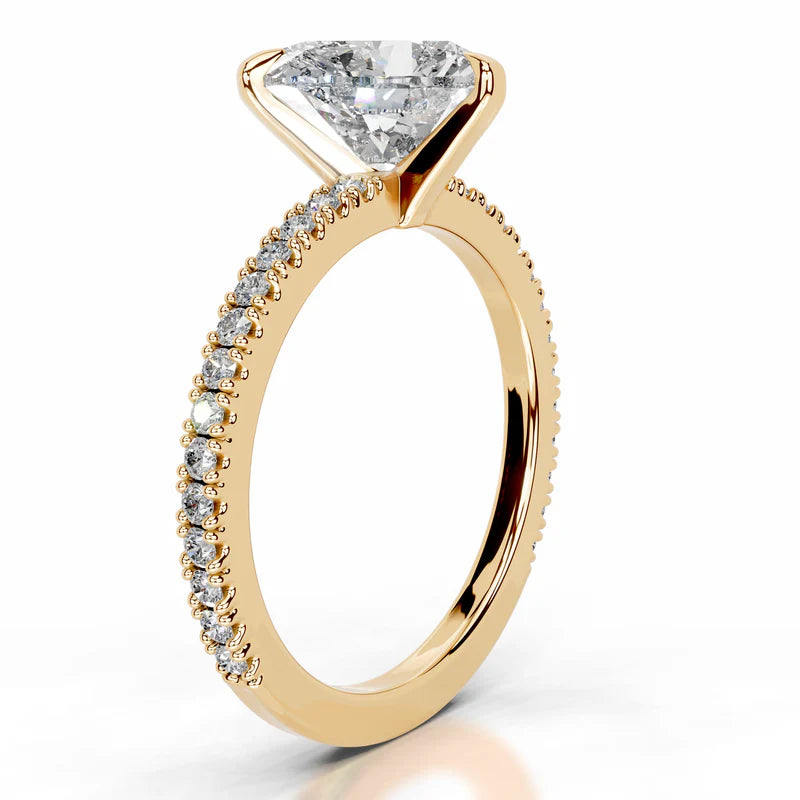 Yellow :: Minimalist heart cut lab diamond ring with round accent elegant design