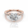 Rose :: Heart lab grown diamond ring with round accent bridal engagement jewelry