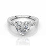 White :: Heart shape lab grown diamond engagement ring with round accent IGI certified