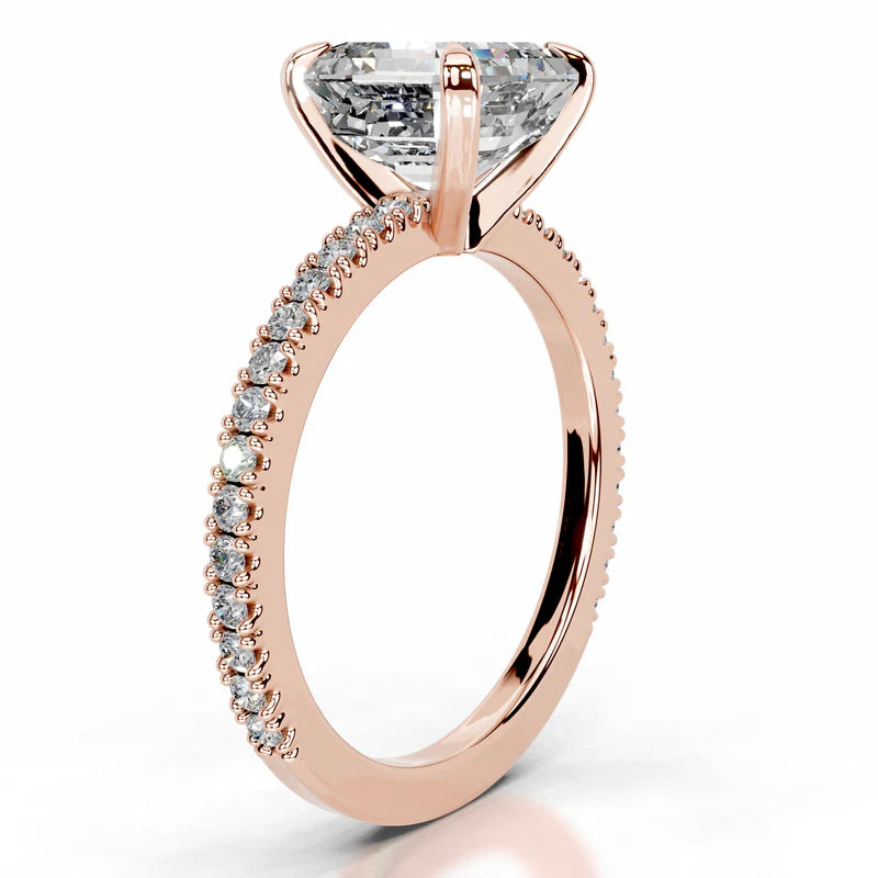 Rose :: Asscher cut lab grown diamond engagement ring with sparkling round accents