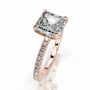 Rose :: IGI certified asscher diamond ring lab grown with round side stone design