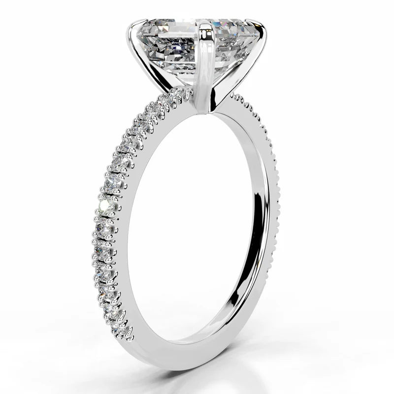 White :: IGI certified asscher lab grown diamond ring with round accent stones