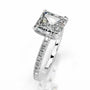 White :: Asscher cut lab grown diamond engagement ring with round diamond accents