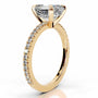 Yellow :: Minimalist asscher cut lab diamond ring with round accent elegant design