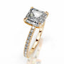 Yellow :: Asscher diamond ring lab grown with round side stones for proposal