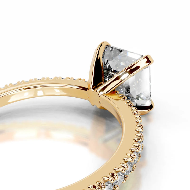 Yellow :: Premium asscher lab grown diamond ring with round accent engagement jewelry