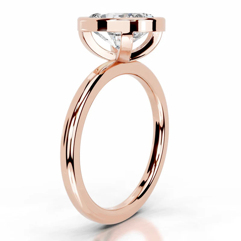 Rose :: Luxury oval bezel lab diamond ring IGI certified engagement jewelry