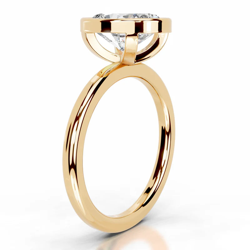 Yellow :: Oval bezel diamond ring lab created IGI certified solitaire design