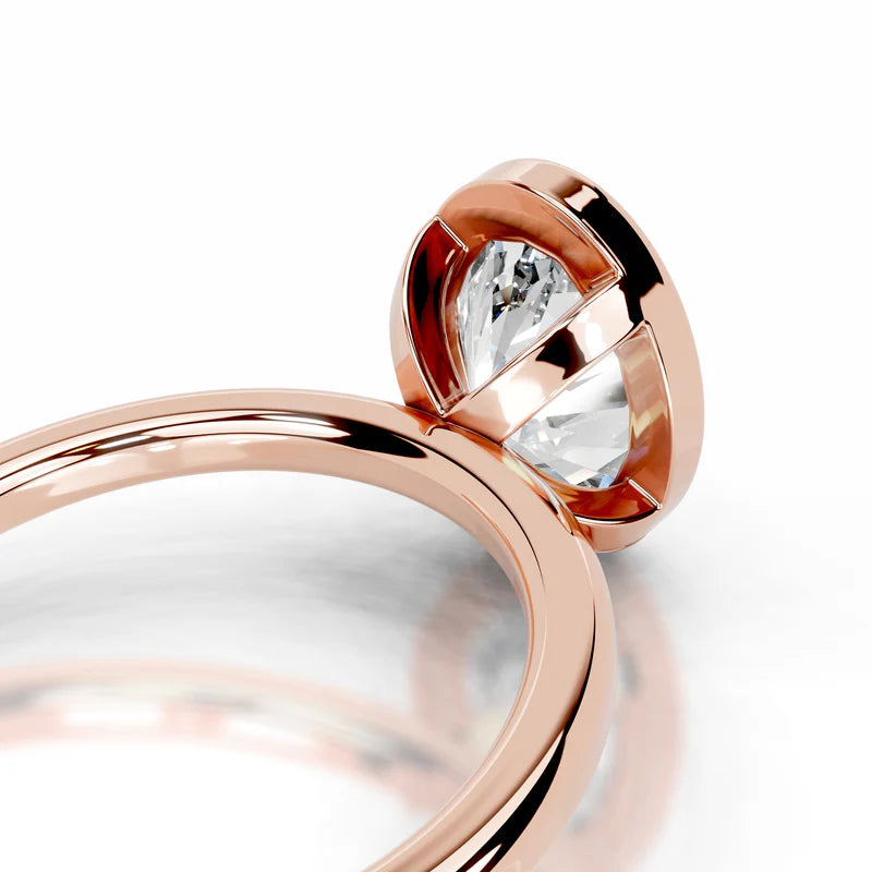 Rose :: IGI certified oval bezel diamond ring lab grown fine jewelry