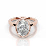 Rose :: Modern oval bezel lab diamond ring sleek engagement jewelry design