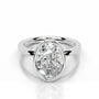 White :: Oval bezel lab grown diamond engagement ring IGI certified solitaire