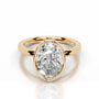 Yellow :: Minimalist oval bezel lab diamond engagement ring clean modern style