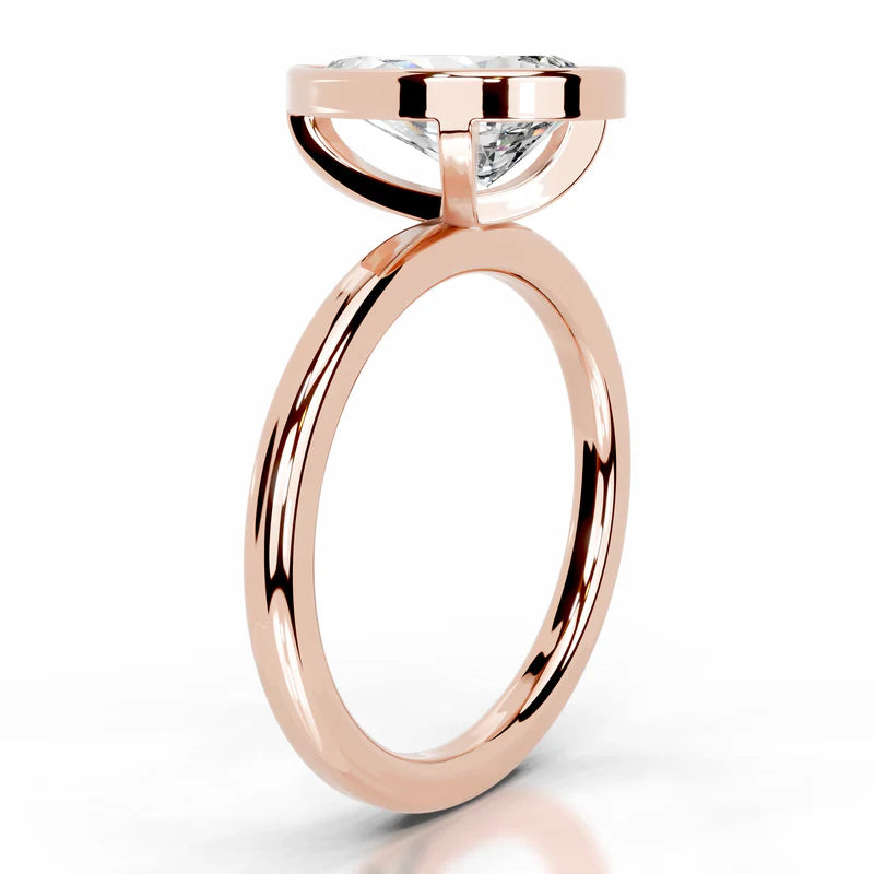 Rose :: Luxury pear bezel lab diamond ring IGI certified engagement jewelry