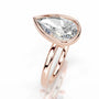 Rose :: Pear cut bezel lab grown diamond ring elongated modern solitaire