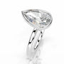 White :: Pear bezel set lab grown diamond engagement ring sleek modern style